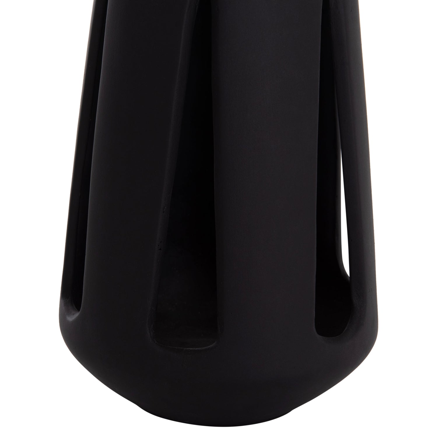 DECORATIVE TABLE LANTERN ERANTYL HM4696.01L BLACK FIBER CEMENT & RATTAN HANDLE Φ17x27Hcm