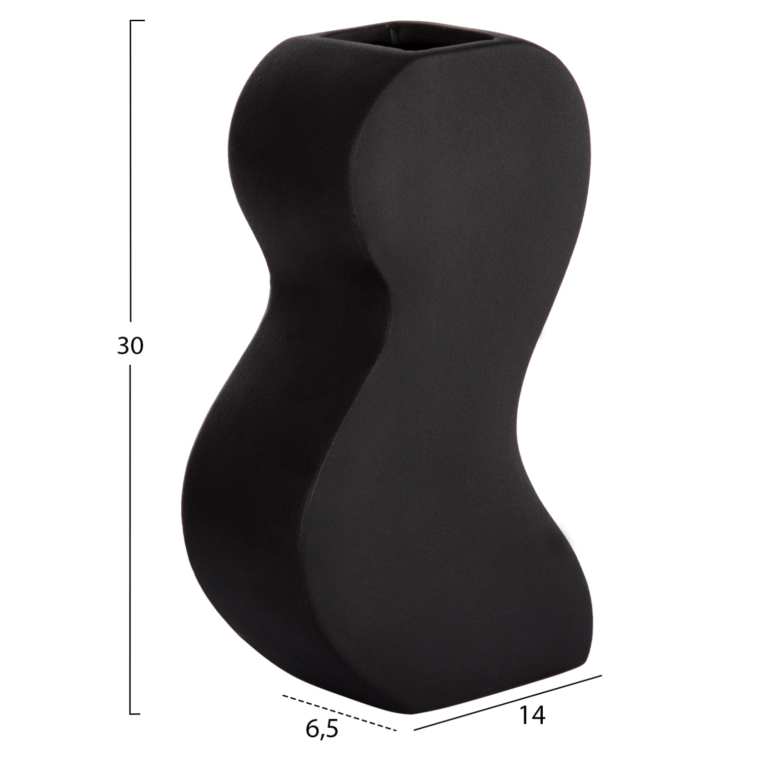 CERAMIC TABLE DECOR SERIES "SEBOR" HM4590.02 BLACK MATTE 13x6x22Hcm.
