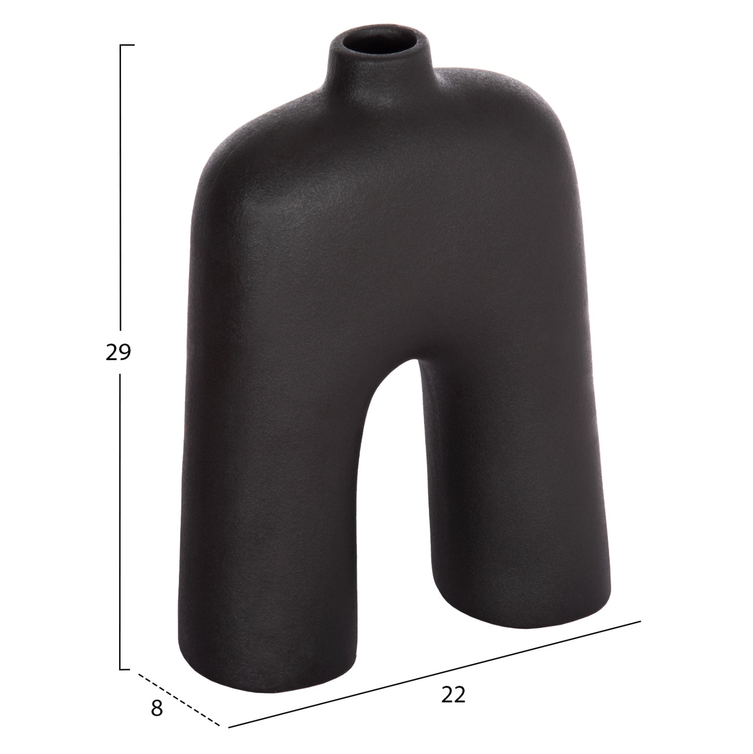CERAMIC TABLE DECOR SERIES ISIL HM4599.02 BLACK MATTE 22x8x29Hcm.