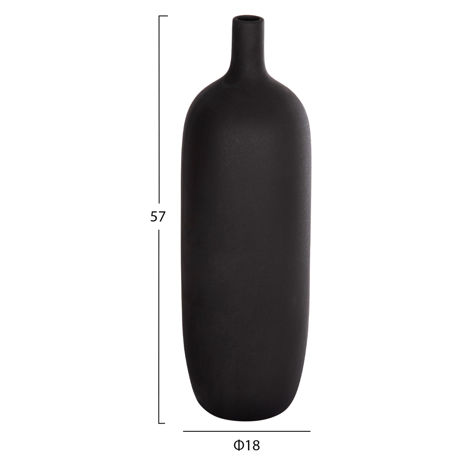CERAMIC TABLE DECOR GALAD HM4623.02 MATTE BLACK Φ18x57Hcm.