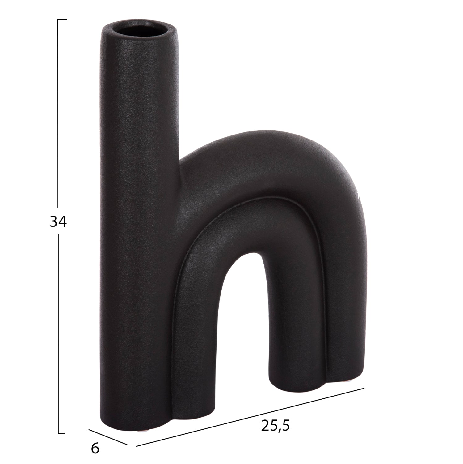 CERAMIC TABLE DECOR ARCON HM4638.02 MATTE BLACK 25,5x6x34H cm.