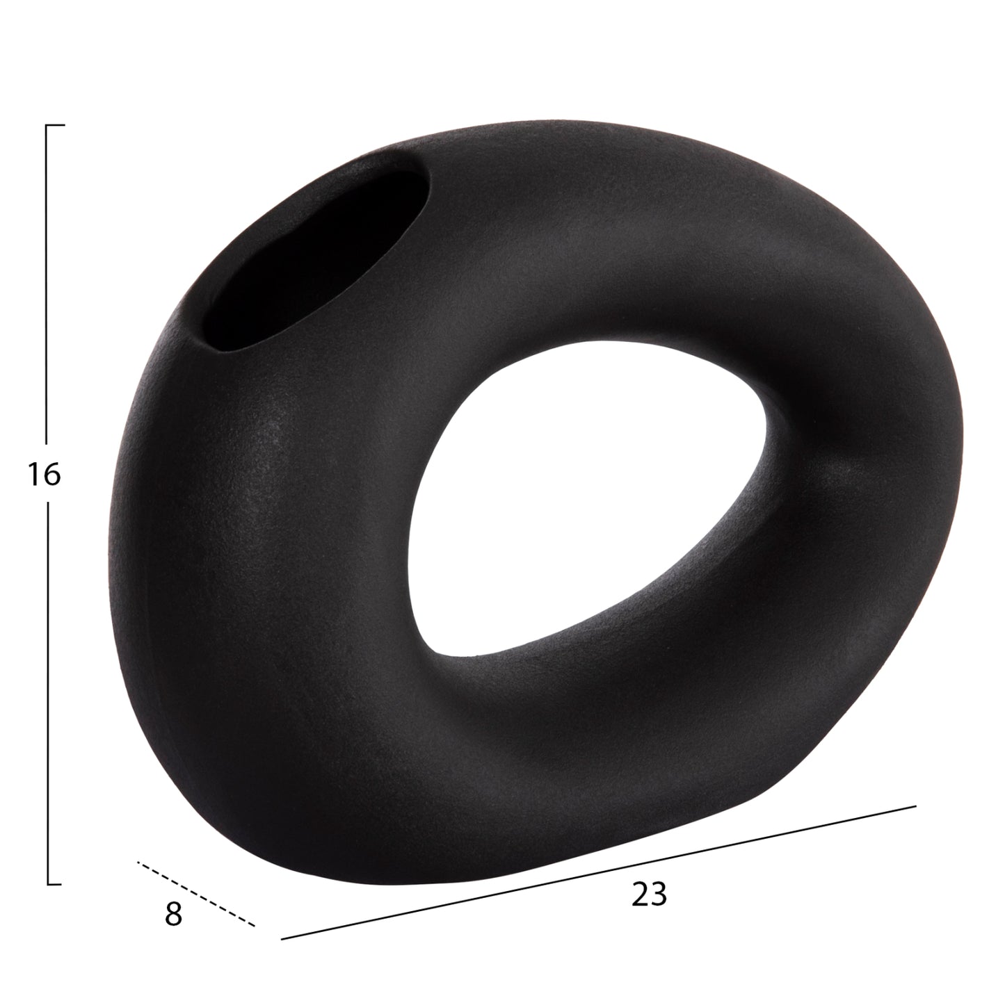 CERAMIC TABLE DECOR ELLIPTO HM4645.02 BLACK MATTE 23x8x16Hcm.