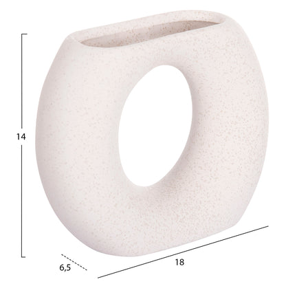 CERAMIC TABLE DECOR ELLIPTO HM4646.01 OFF WHITE WITH CRYSTALLIZATION 18x6.5x14Hcm.