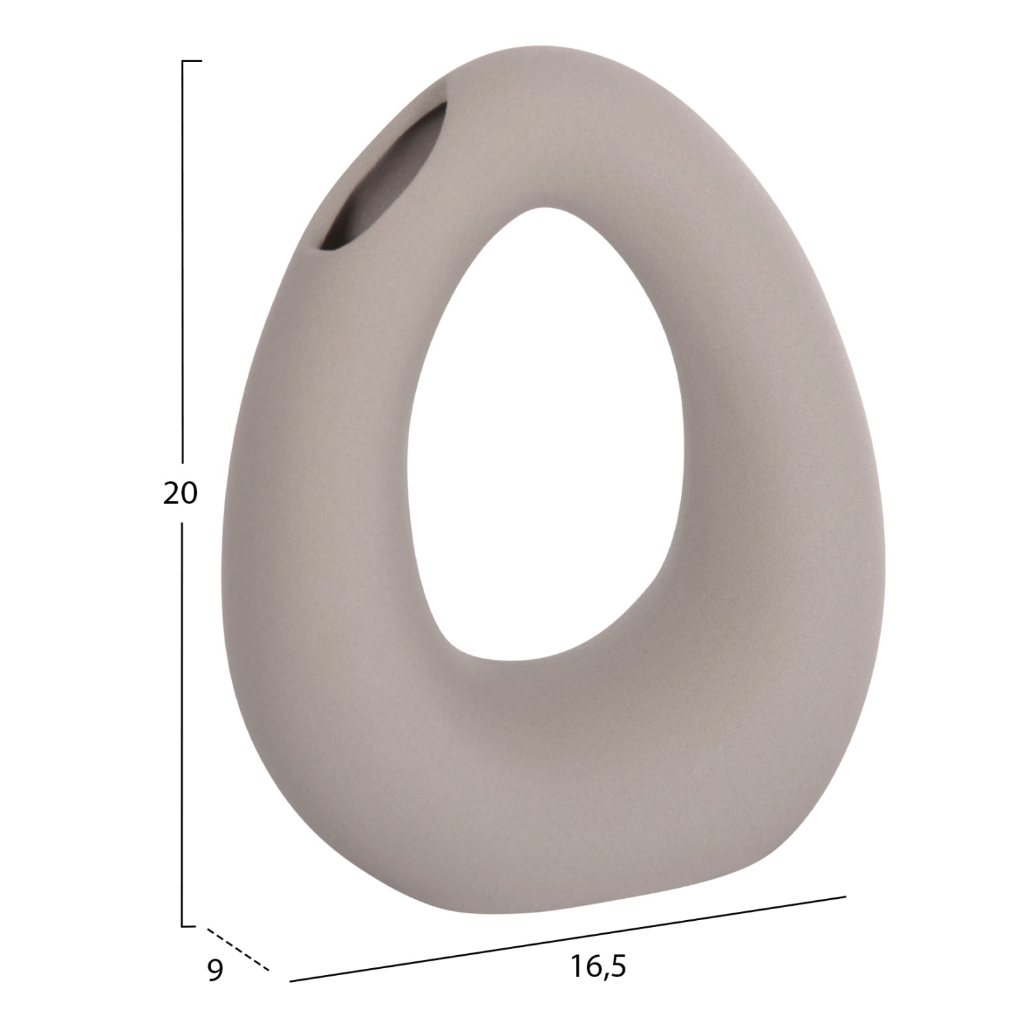 CERAMIC TABLE DECOR ELLIPTO HM4644.03 MATTE GREY 16.5x9x20.3Hcm.
