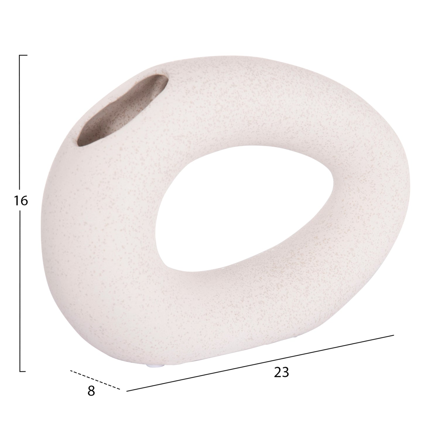 CERAMIC TABLE DECOR ELLIPTO HM4645.01 OFF WHITE WITH CRYSTALLIZATION 23x8x15.5Hcm.