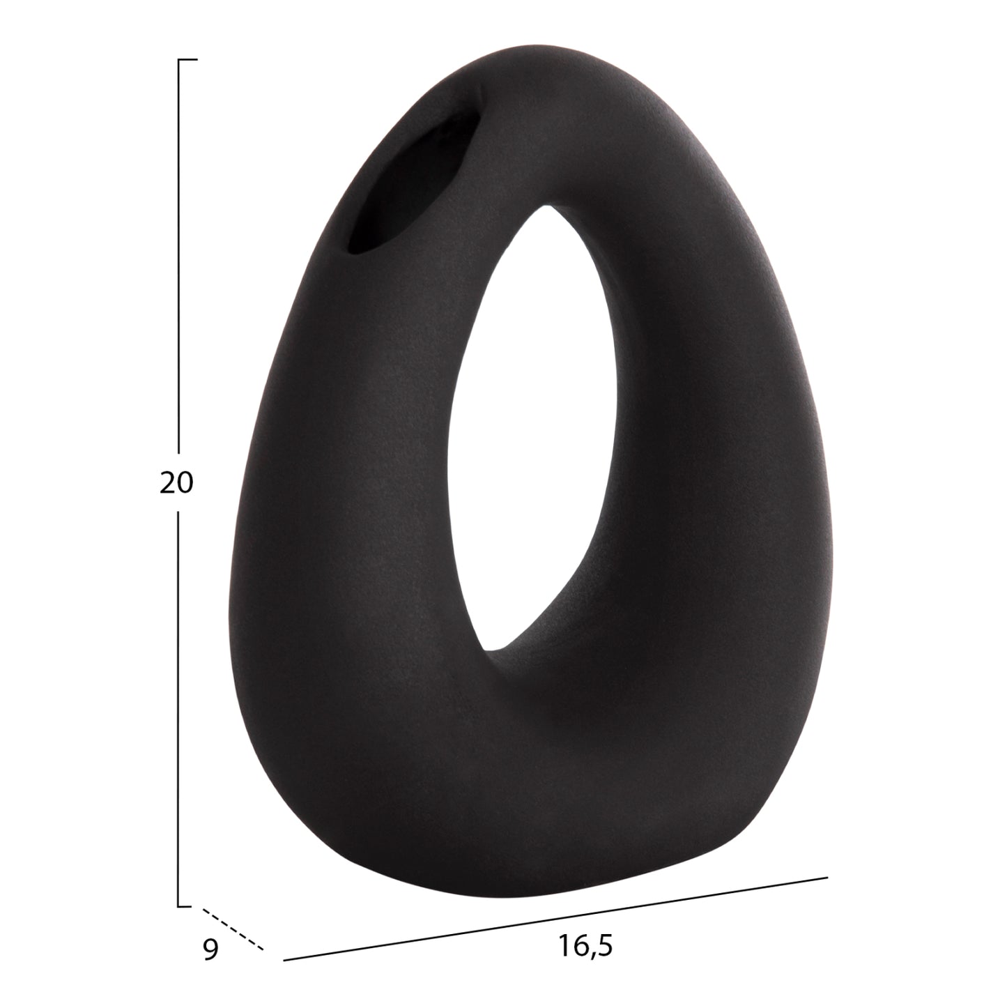 CERAMIC TABLE DECOR ELLIPTO HM4644.02 MATTE BLACK 16.5x9x20.3Hcm.