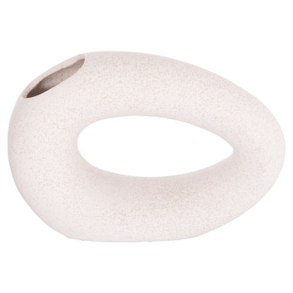 CERAMIC TABLE DECOR ELLIPTO HM4645.01 OFF WHITE WITH CRYSTALLIZATION 23x8x15.5Hcm.