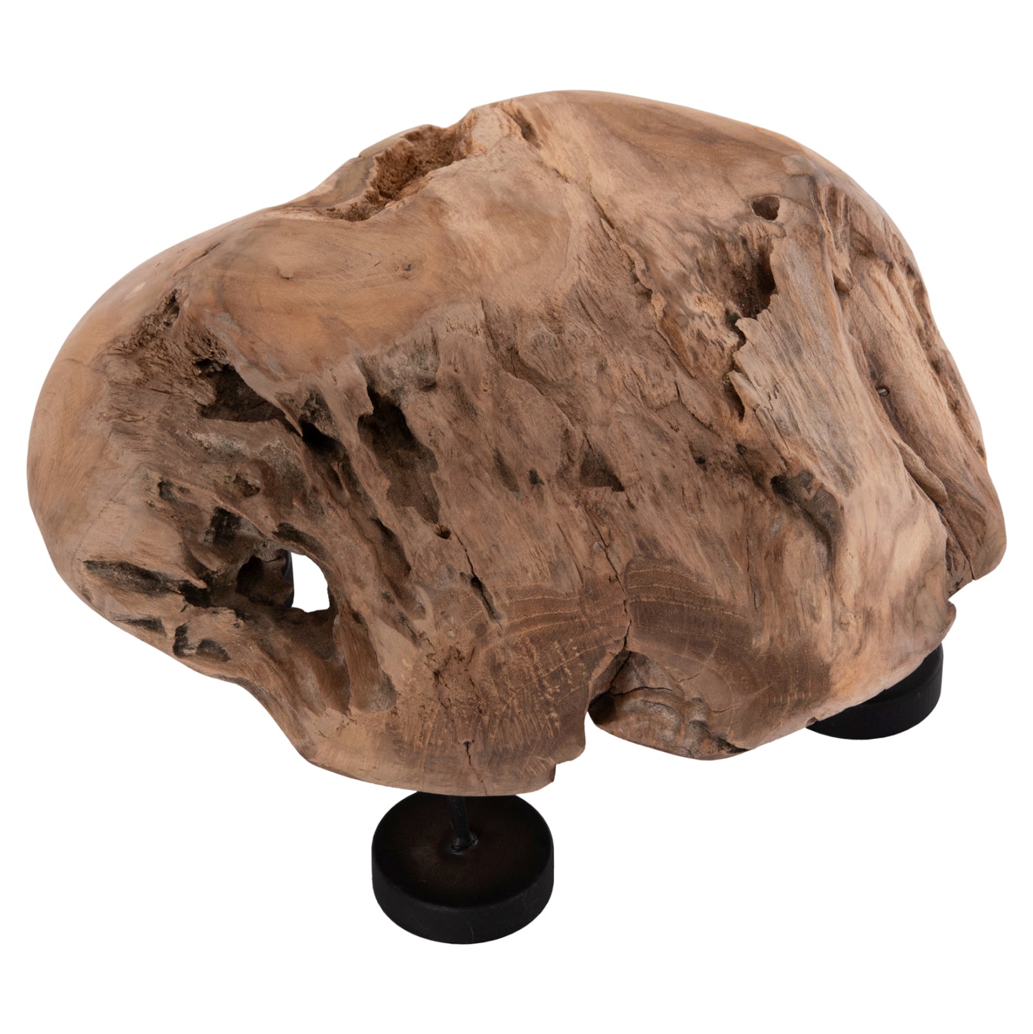 TABLE CANDLE HOLDER/BOWL FRAN HM4390 TEAK WOOD-METAL 30x30x7-15Hcm.