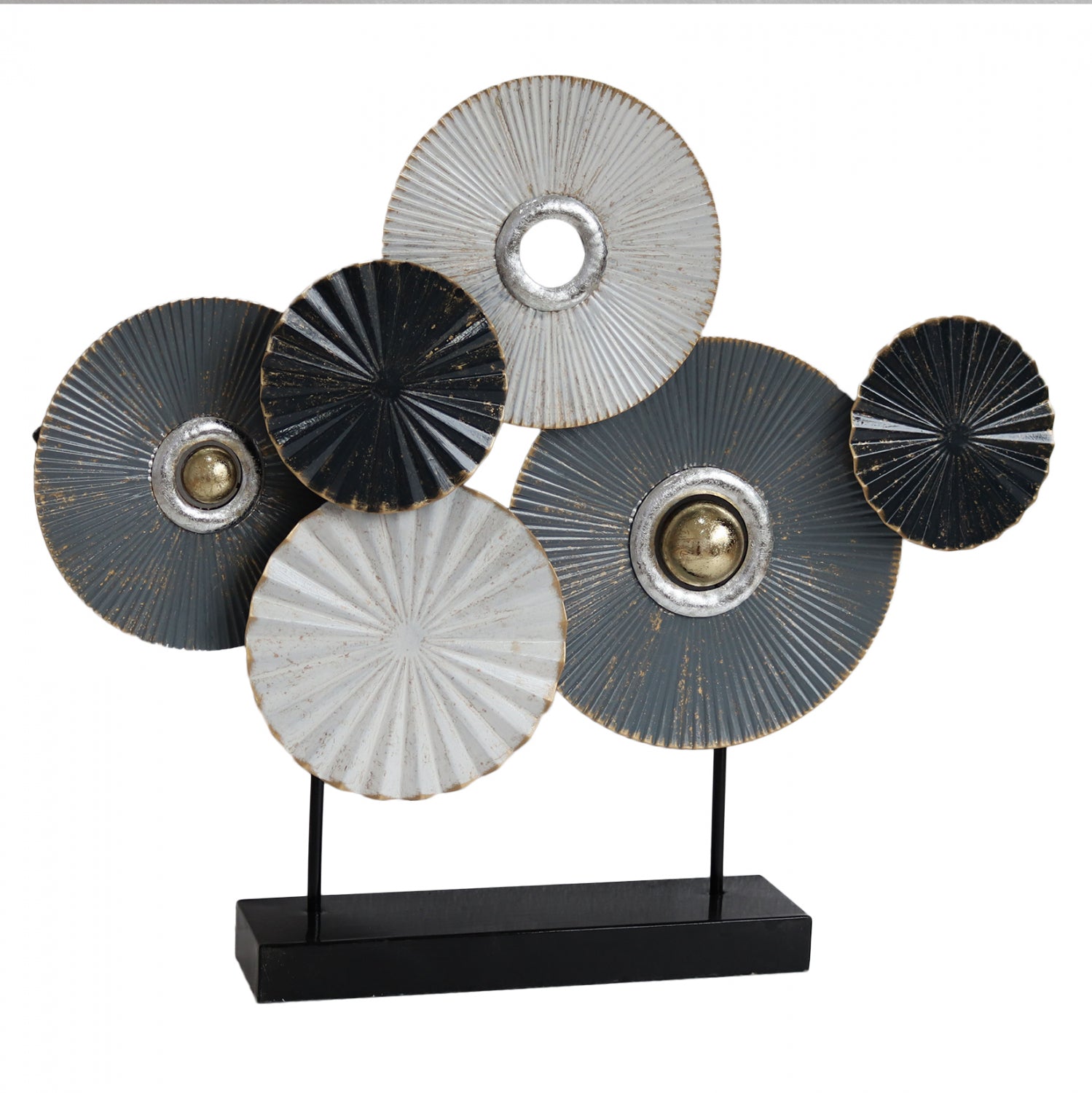 METAL TABLE DECORATION HM7171 GRAY WHITE 65x9x54,5Y cm.