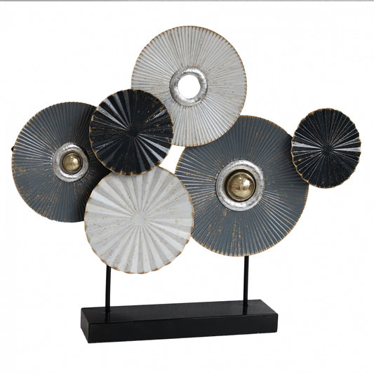 METAL TABLE DECORATION HM7171 GRAY WHITE 65x9x54,5Y cm.