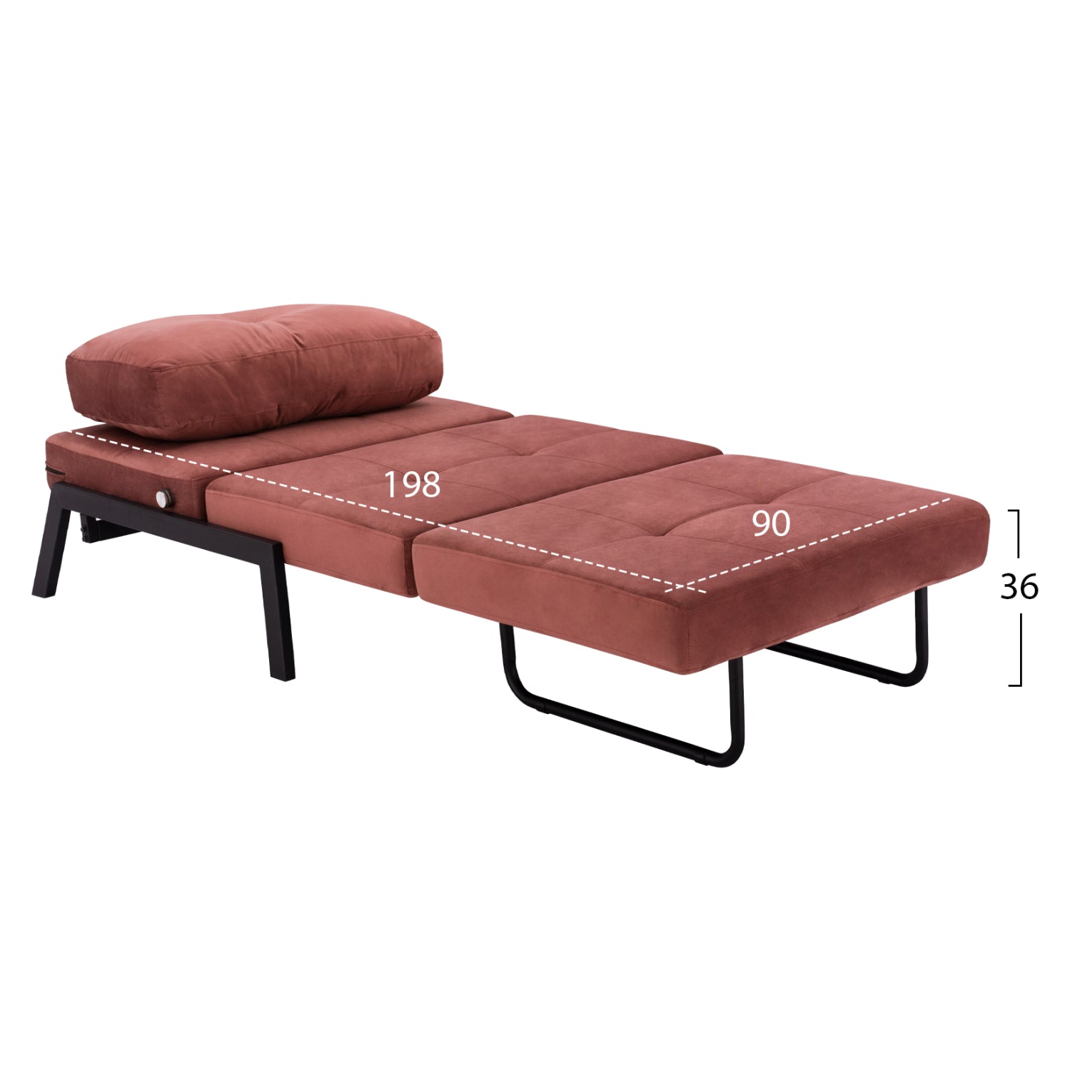 HM3078.12 ARMCHAIR/BED CONSTANCE, DUSTY PINK VELVET 95x92x66Y cm.