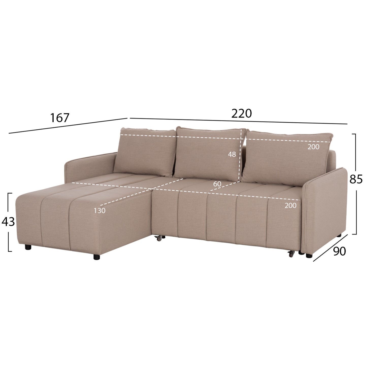 STUDENT PACK 3PCS LIVING ROOM HM11384 BEIGE