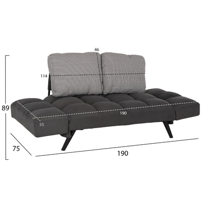 STUDENT LIVING ROOM SET 3PCS HM11385 GREY FABRIC--MDF IN BLACK MARBLE COLOR