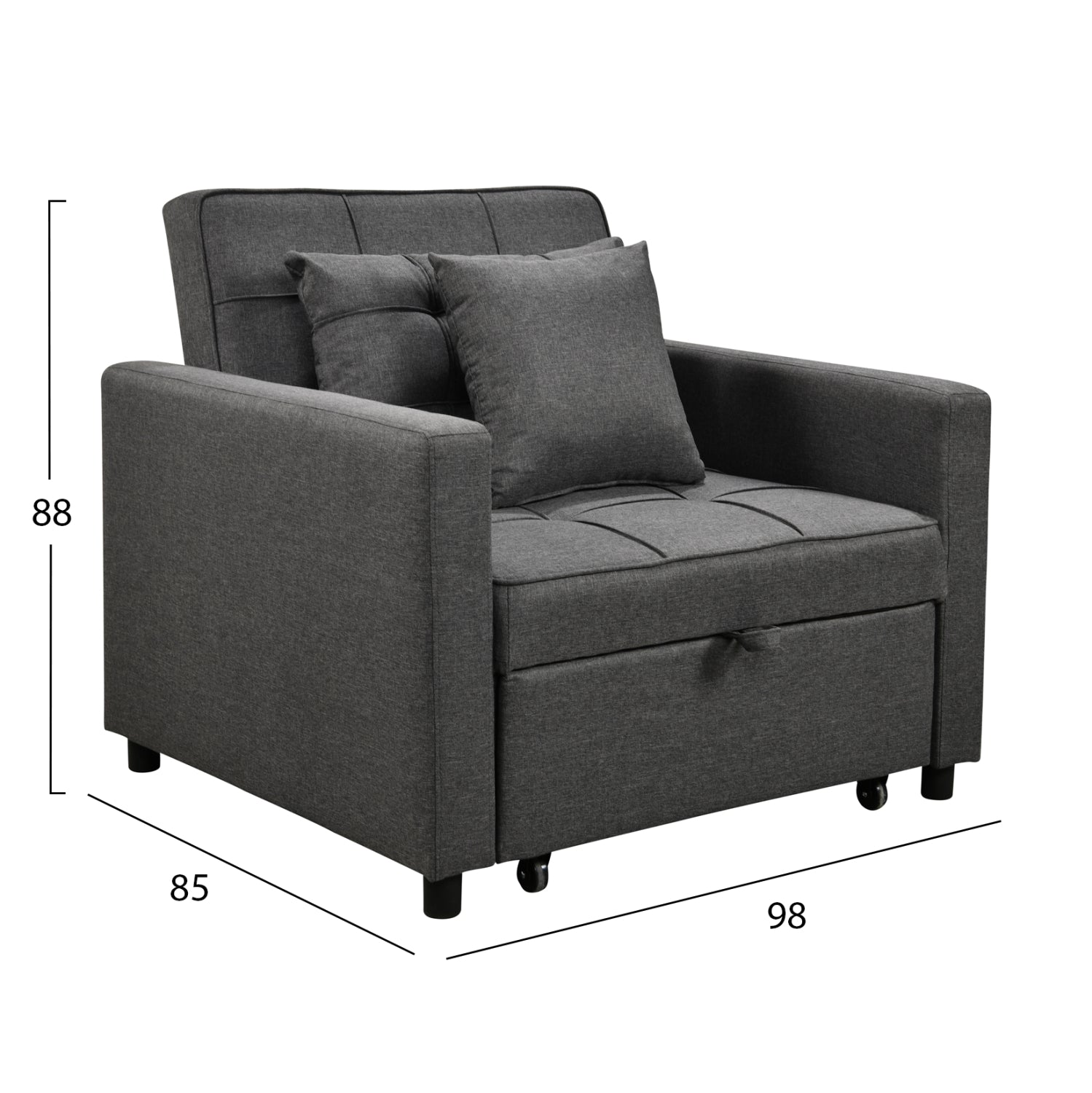 STUDENT LIVING ROOM SET 3PCS HM11385 GREY FABRIC--MDF IN BLACK MARBLE COLOR