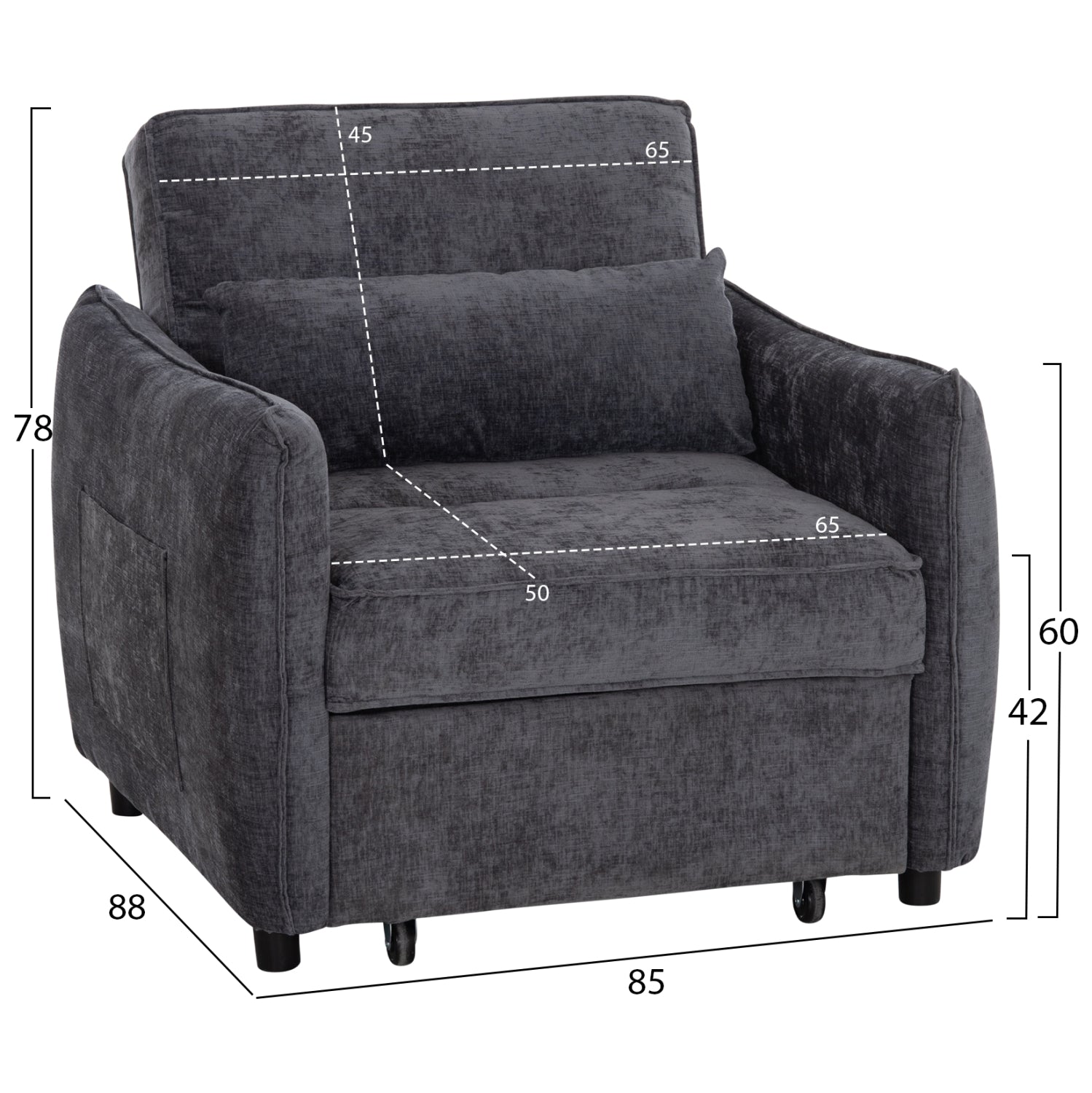 STUDENT LIVING ROOM SET 3PCS HM11386 GREY VELVET & FABRIC--MELAMINE IN ZEBRANO