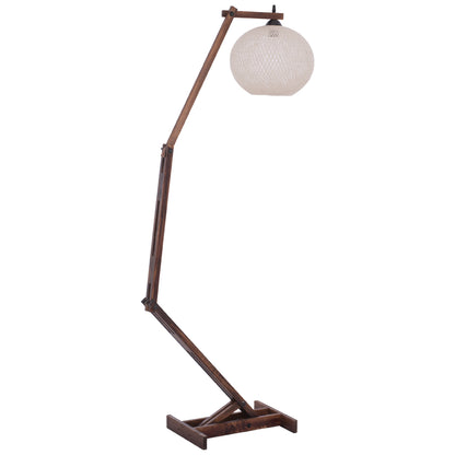 FLOOR STANDING LAMP MODULAR WALNUT WITH SPHERICAL CAP ROPE 40x30x160Yεκ.HM7701.01