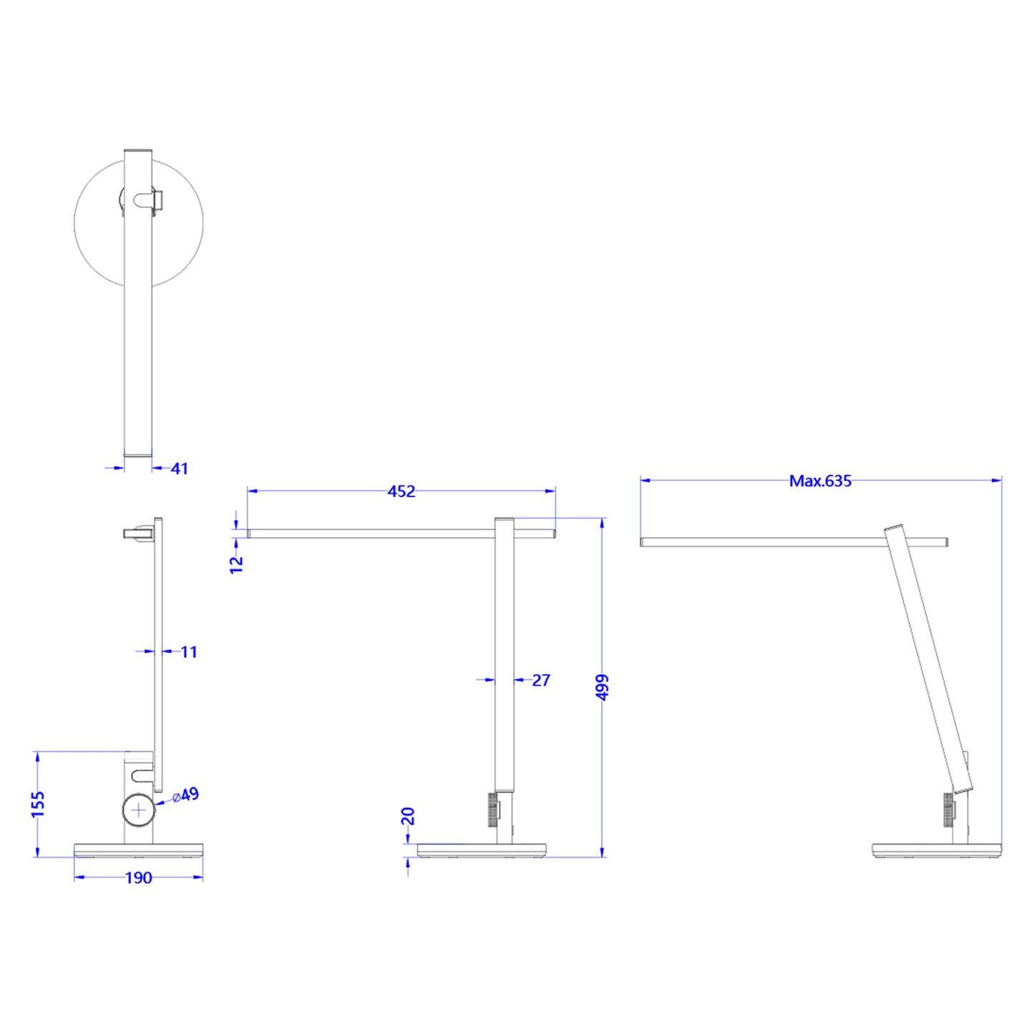 DESK LAMP LED BLAIN PRO HM4445.08 BRUSHED SILVER COLOR Φ19x49,9Hcm.