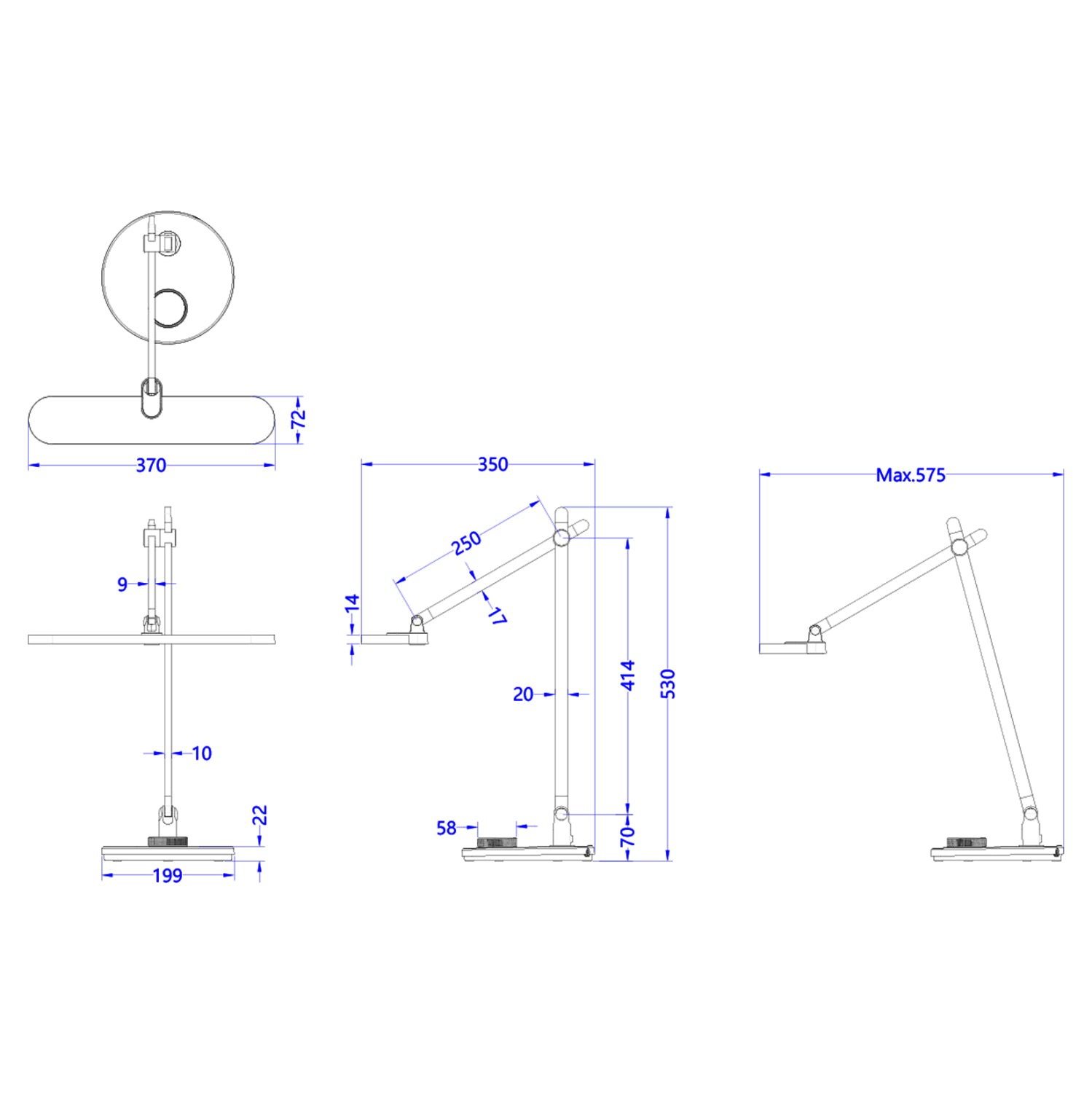DESK LAMP LED BLAIN PRO HM4446.08 ABS BASE AND ALUMINUM ARMS IN SILVER 57,5x53Hcm.