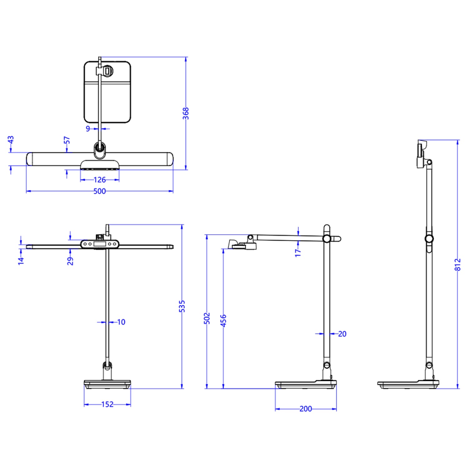 DESK LAMP LED BLAIN PRO HM4447.07 ABS BASE AND ALUMINUM ARMS IN GREY 36,8x81Hcm.