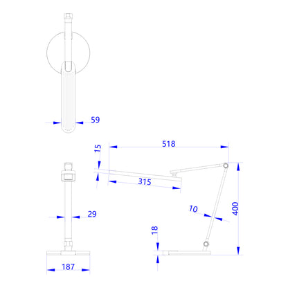 DESK LAMP LED BLAIN PRO HM4454.02 ABS BASE IN BLACK-GREY ALUMINUM ARMS 51,8x40Hcm.