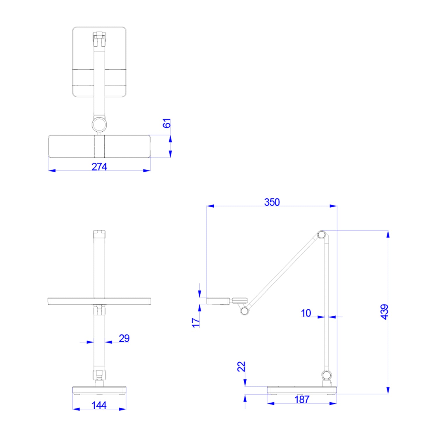 DESK LAMP LED BLAIN PRO HM4461.08 BRUSHED SILVER ABS 35x43,9Hcm.
