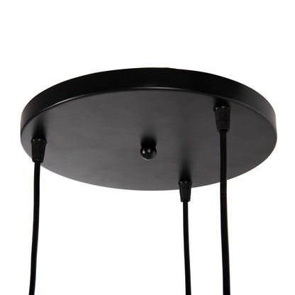 CEILING PENDANT 3-LIGHTER HM4166.01 METAL SPHERES IN BLACK-ORANGE Φ20x112Hcm.