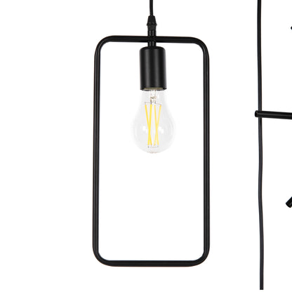 CEILING PENDANT 4-LIGHT HM4099 BLACK METAL GEOMETRICAL SHAPES 70x38x106H cm.