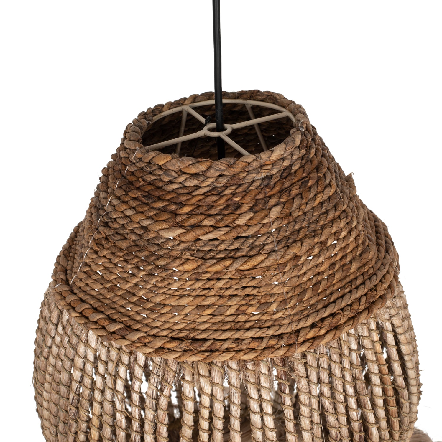 CEILING PENDANT ABACA FIBERS IN NATURAL 30x30x45-80Hcm.HM7772