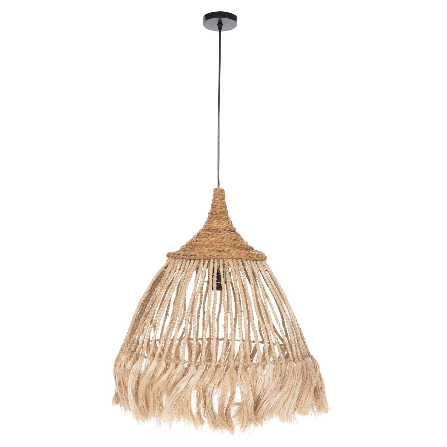 CEILING PENDANT WITH ABACA FIBERS CAP NATURAL COLOR Φ51x65-120Hcm.HM7752