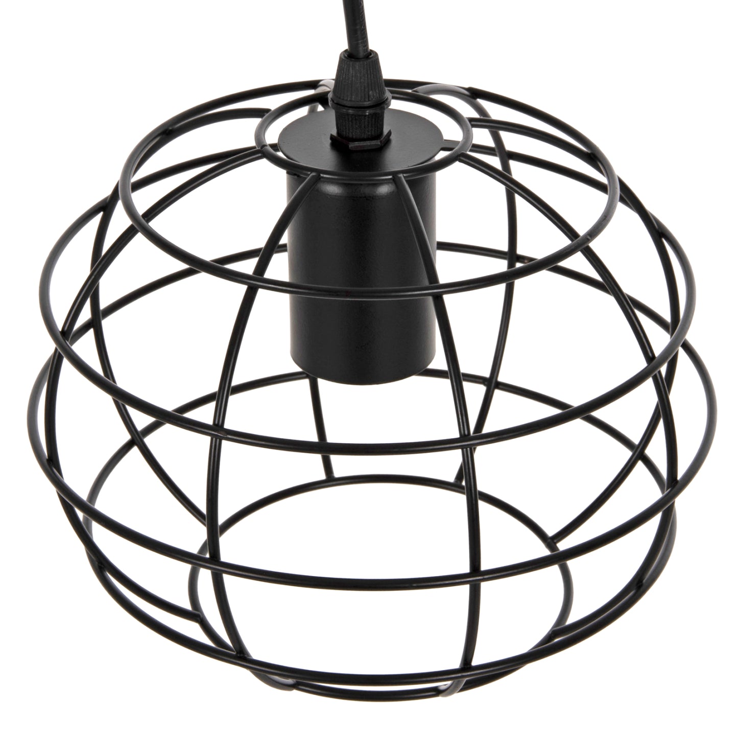 CEILING PENDANT LAMP HM4037 BLACK METAL SPHERE Φ16x124Hcm.