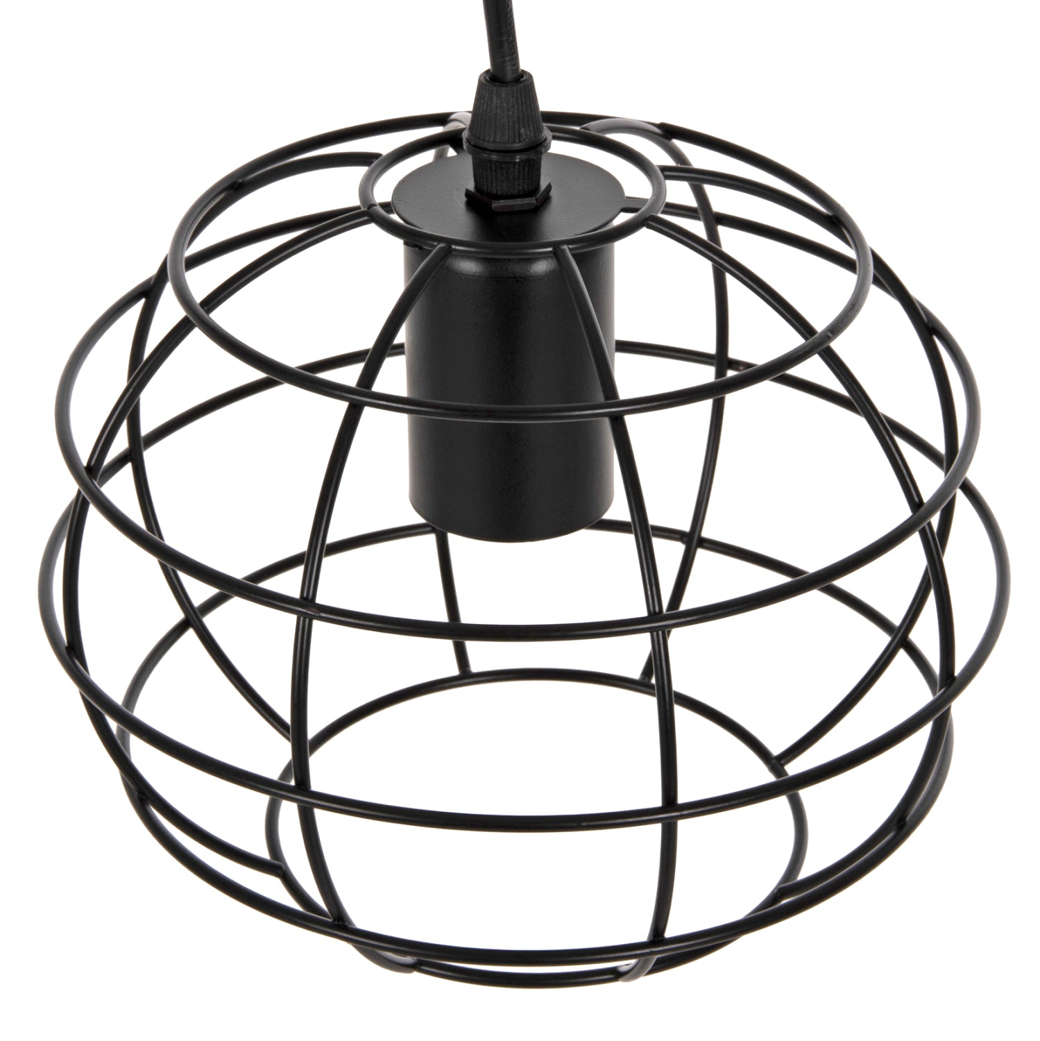 CEILING PENDANT LAMP HM4037 BLACK METAL SPHERE Φ16x124Hcm.