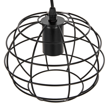 CEILING PENDANT LAMP HM4037 BLACK METAL SPHERE Φ16x124Hcm.