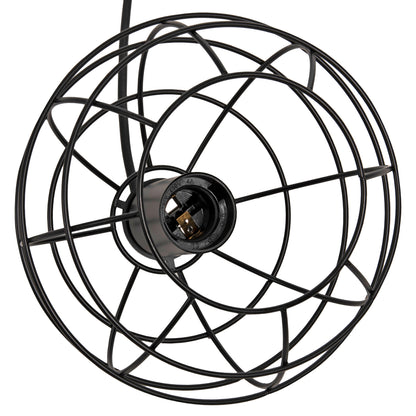 CEILING PENDANT LAMP HM4037 BLACK METAL SPHERE Φ16x124Hcm.
