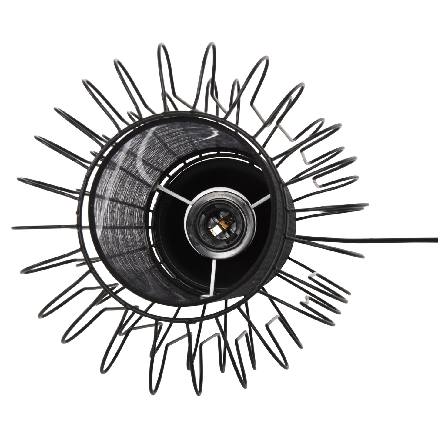 CEILING PENDANT LAMP HM4087 BLACK METAL-WHITE FABRIC Φ24x130Hcm.