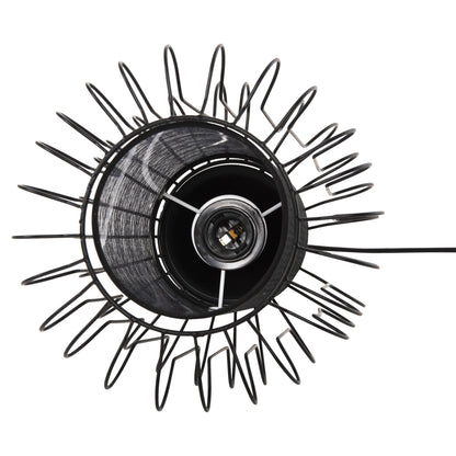 CEILING PENDANT LAMP HM4087 BLACK METAL-WHITE FABRIC Φ24x130Hcm.