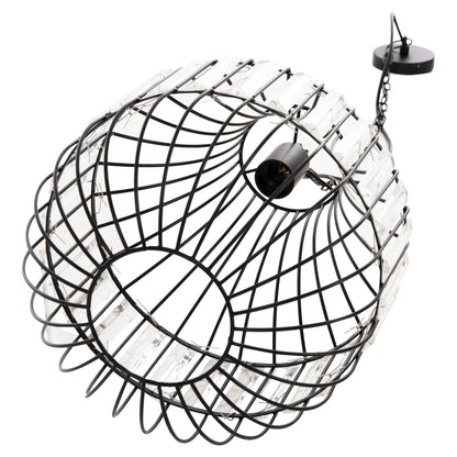 CEILING PENDANT LAMP HM4093 BLACK METAL AND GLASS Φ29x38-137Hcm.
