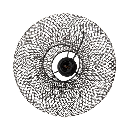 CEILING PENDANT LAMP HM4094 BLACK METAL MESH CAP Φ30x125Hcm.