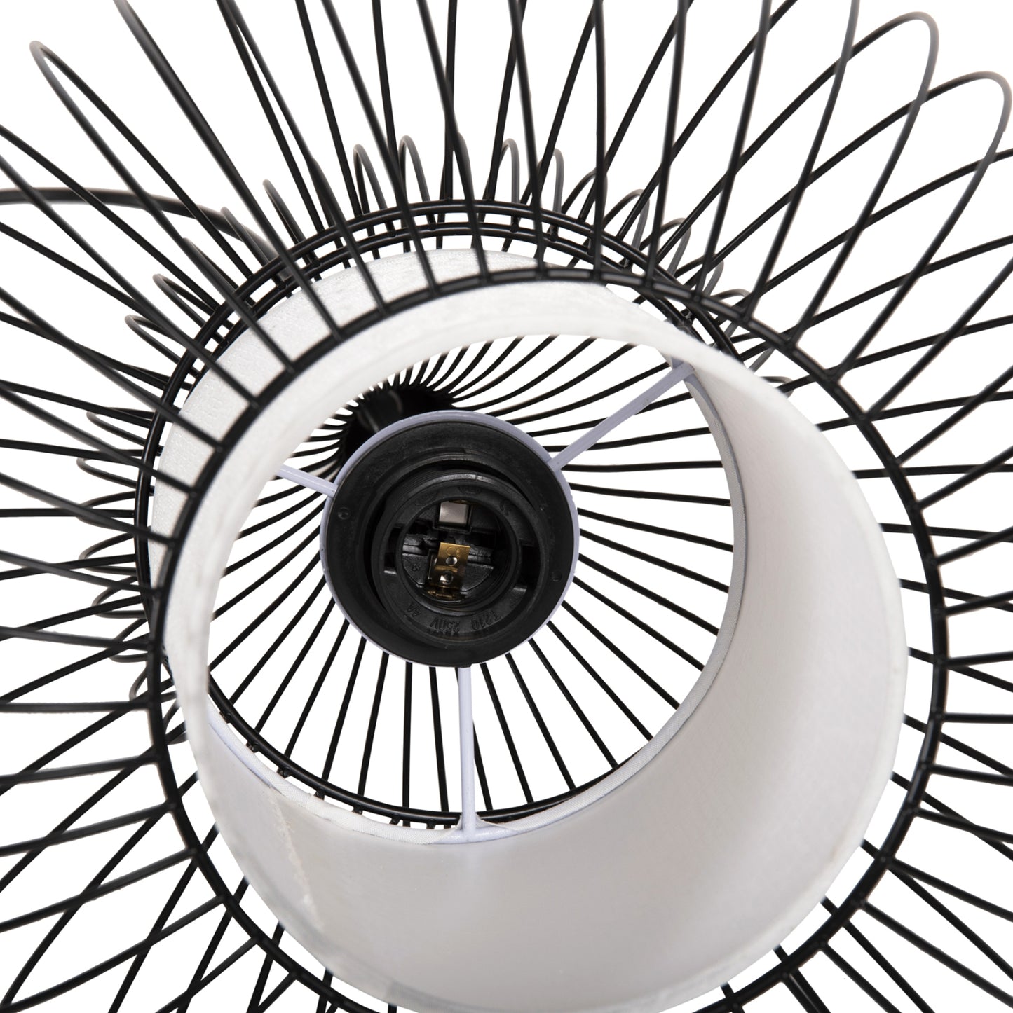 CEILING PENDANT LAMP HM4185 BLACK METAL-WHITE CLOTH Φ30x115H cm.
