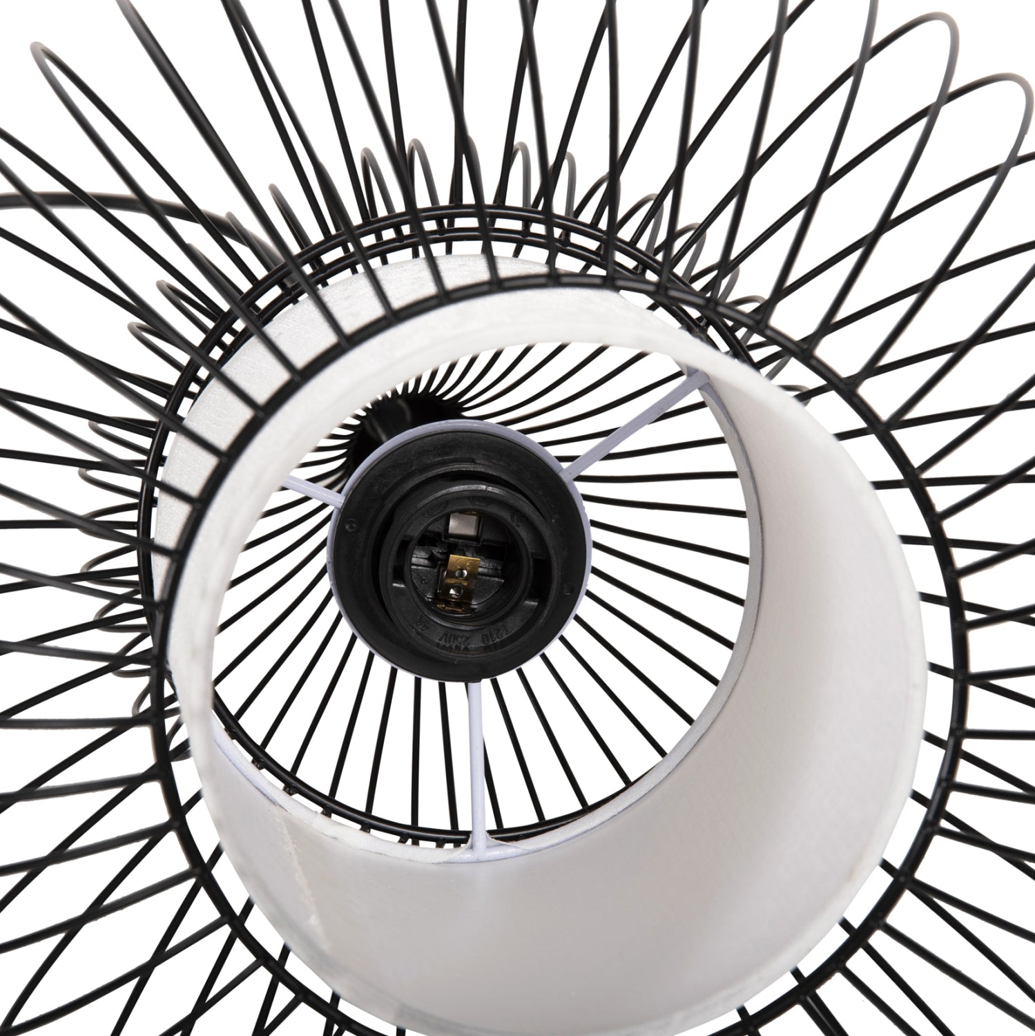 CEILING PENDANT LAMP HM4185 BLACK METAL-WHITE CLOTH Φ30x115H cm.