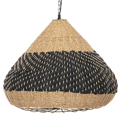 CEILING PENDANT LAMP HM4354 NATURAL RATTAN-PAPER ROPE-NATURAL&BLACK COLOR Φ54x42-145Hcm.