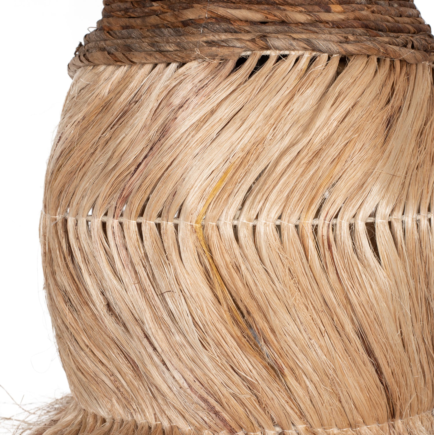 CEILING PENDANT OBLONG CYLINDRICAL CAP MADE OF ABACA FIBERS IN NATURAL 30x30x45Hcm.HM7763