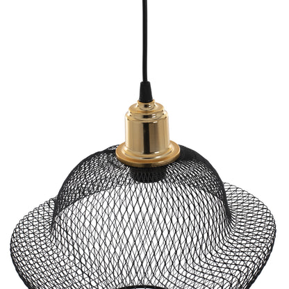 CEILING PENDANT BLACK METAL MESHES MODERN STYLE Φ30x65Hcm.HM7690.01