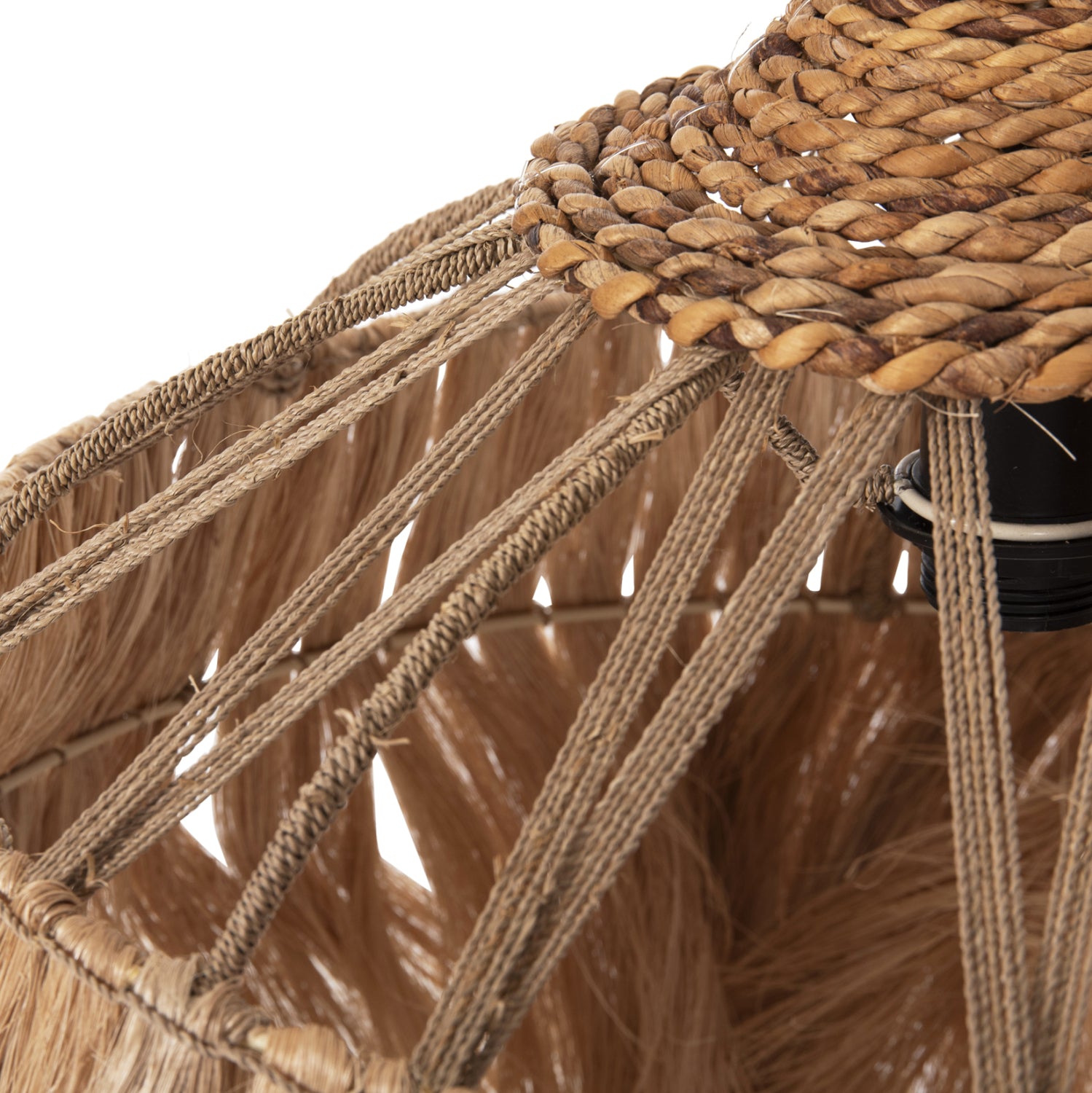 CEILING PENDANT ROMIL HM7764 CYLINDRICAL CAP ABACA FIBERS IN NATURAL Φ52x52-120Hcm.
