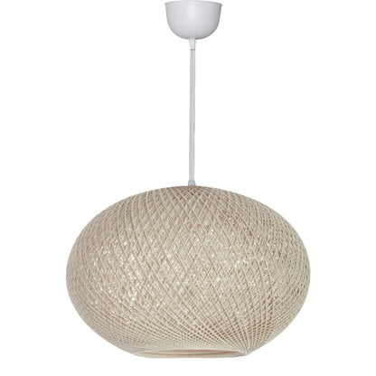 PENDANT CEILING LAMP HM7624.02 BEIGE OVAL-SHAPED SPHERE, KNITTED ROPE, INDOORS