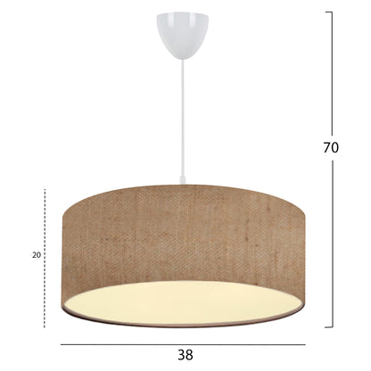 PENDANT CEILING LAMP HM7620.01 SANDY BEIGE TEXTILE DRUM SHADE