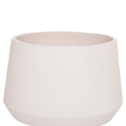 INDOOR POT QUAN HM4680.02M FIBER CEMENT IN WHITE--TEAK BASE Φ40x65Hcm