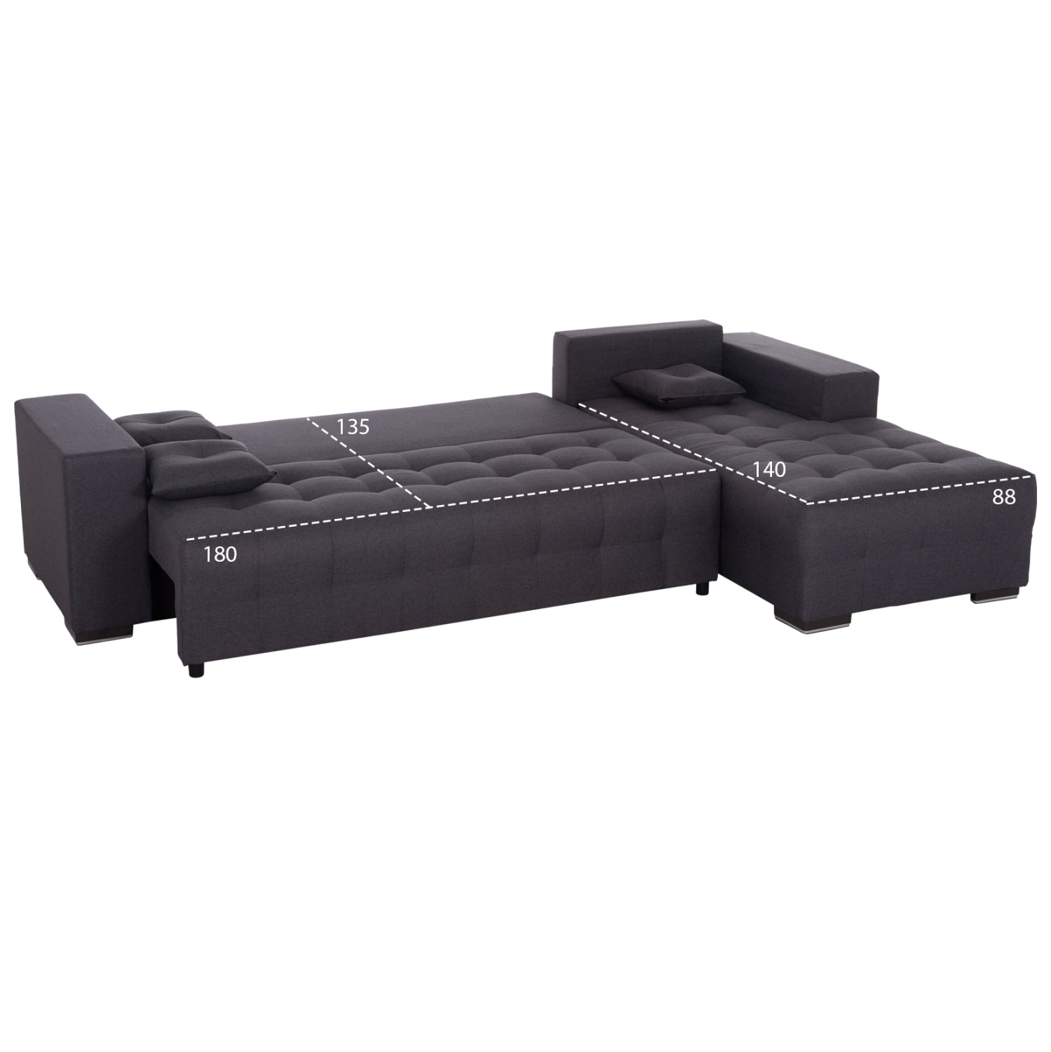 CORNER SOFA-BED WITH STORAGE SPACE TRENDSTON HM3302.01R GREY FABRIC 298x177x95Hcm.