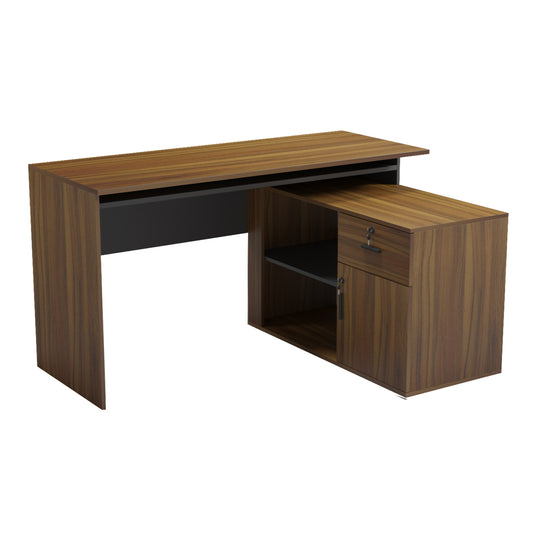 DESK RIGHT CORNER CARNET HM18384.03 MELAMINE IN WALNUT/GREY 138x102x75Hcm.