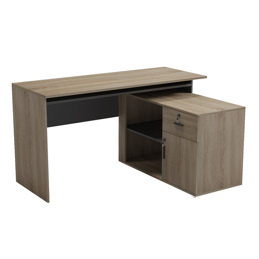 DESK RIGHT CORNER CARNET HM18384.13 MELAMINE IN SONAMA/GREY 138x102x75Hcm.