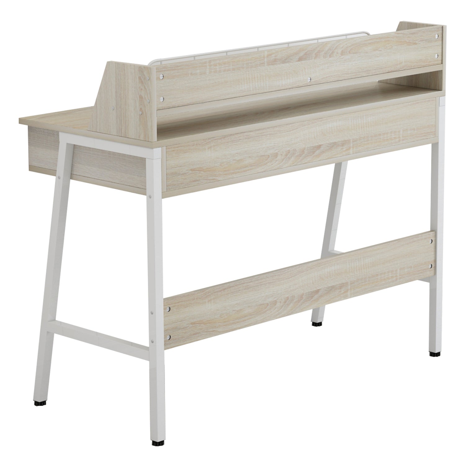DESK OLIVIER HM2129.01 MELAMINE IN SONAMA AND WHITE-WHITE METAL FRAME 104Χ48Χ89Hcm.